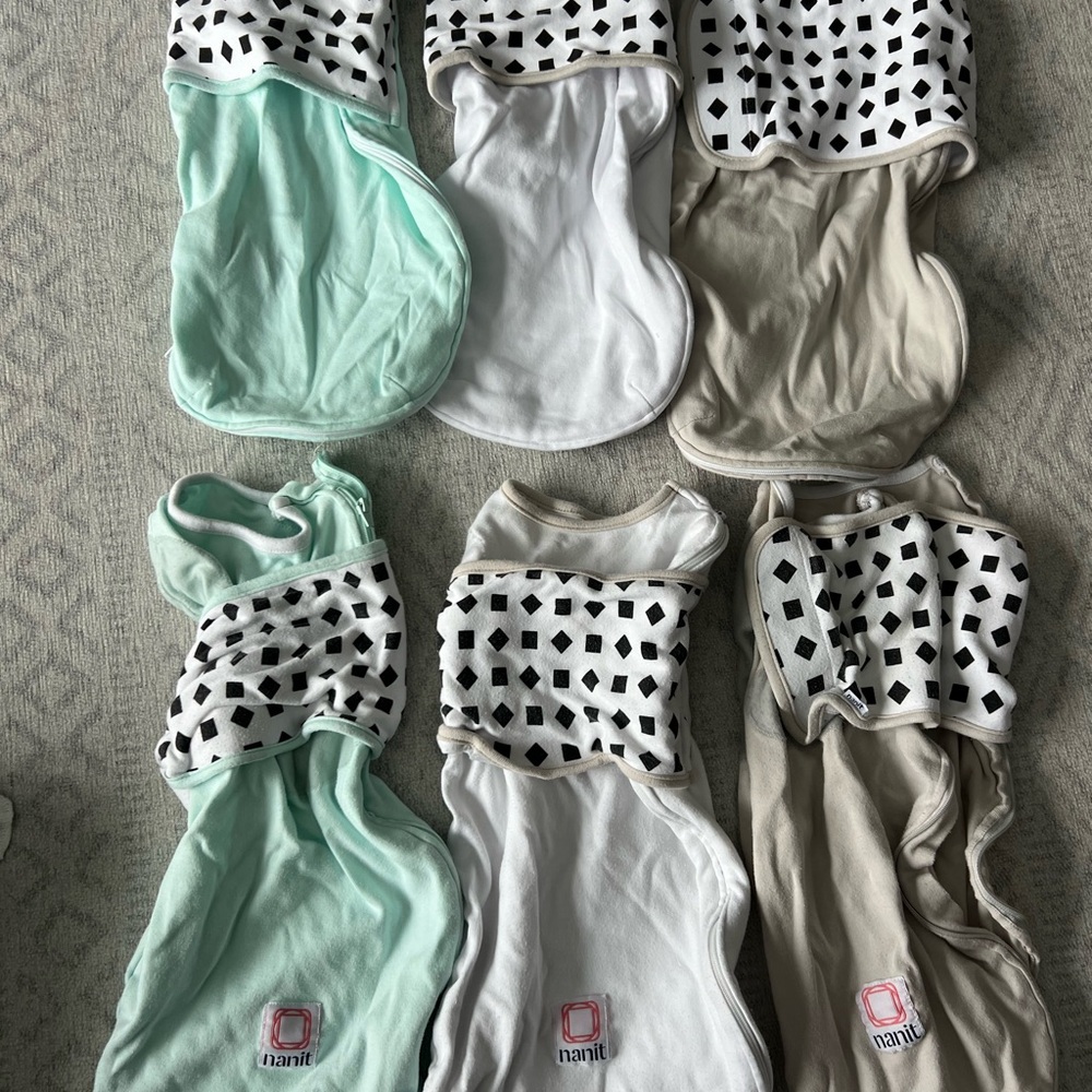 Nanit Swaddles 0-3 months - Mint & White - Read Description!